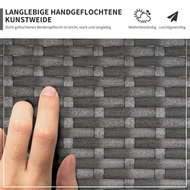Outsunny Rattan Gartenmöbel Set für 4 Personen Balkonmöbel Set Sofa mit Hocker Tisch Sitzgruppe Stahl Grau
