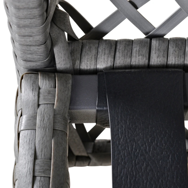 Outsunny Rattan Gartenmöbel Set für 4 Personen Balkonmöbel Set Sofa mit Hocker Tisch Sitzgruppe Stahl Grau