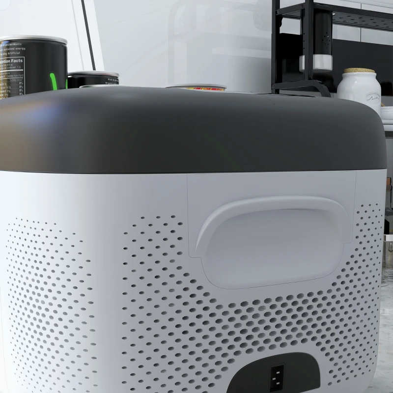 HOMCOM Geleira Elétrica de Compressor Portátil 15L para Carro -20℃ a 20℃ 12 / 24V CC e 100-240V CA 56,8x33x26,2 cm Branco