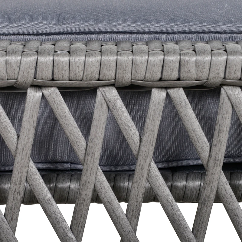 Outsunny Rattan Gartenmöbel Set für 4 Personen Balkonmöbel Set Sofa mit Hocker Tisch Sitzgruppe Stahl Grau