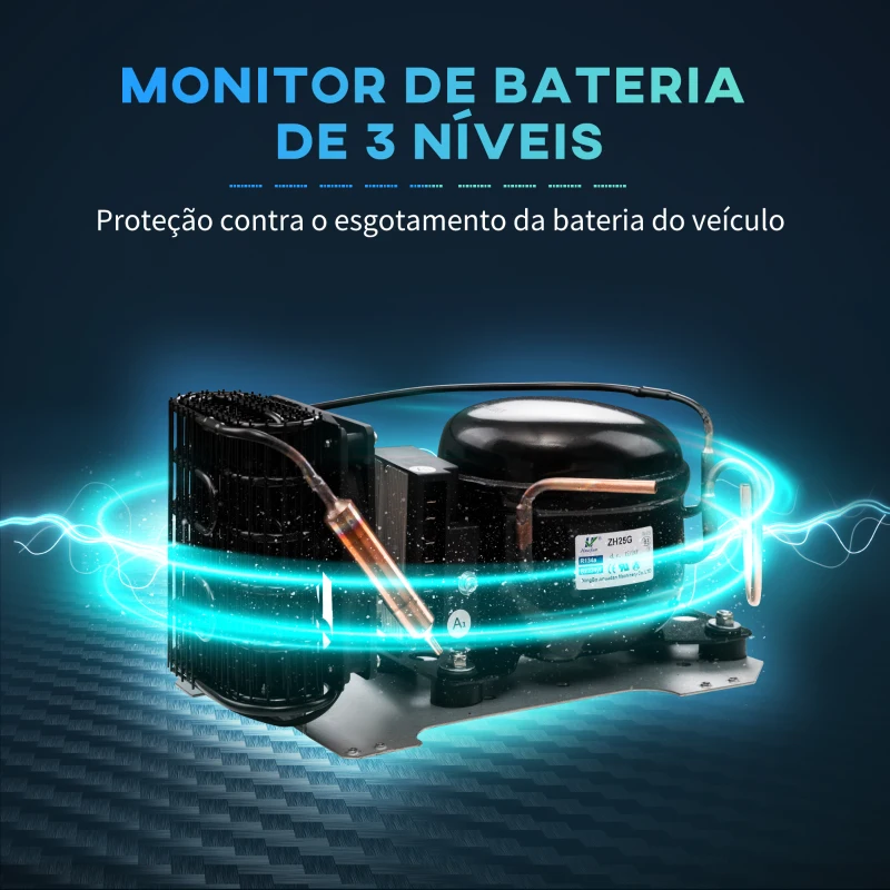 HOMCOM Geleira Elétrica de Compressor Portátil 15L para Carro -20℃ a 20℃ 12 / 24V CC e 100-240V CA 56,8x33x26,2 cm Branco