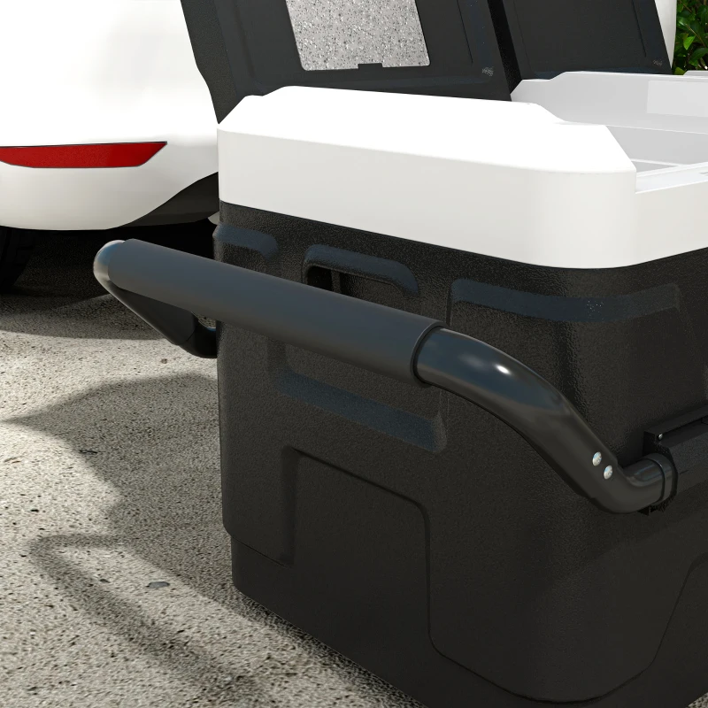 HOMCOM Geleira Portátil 40L com Dupla Zona Refrigeradora para Carro -20℃-20℃ 12 / 24V DC e 100-240V AC com Luz LED 80x47,5x46,6 cm Preto