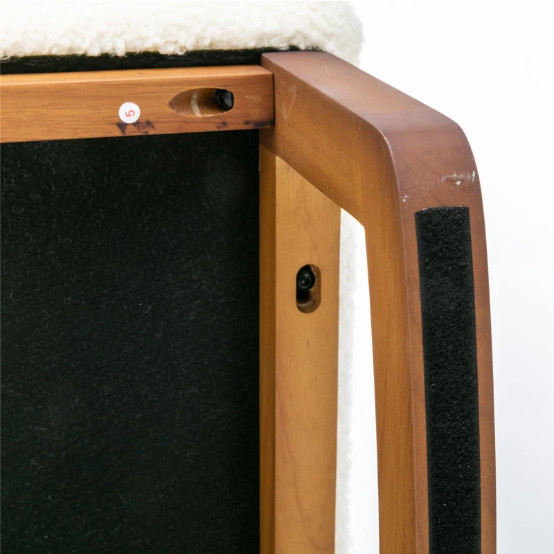 Poltrona a Dondolo Moderna Mid-Century per Cameretta e Soggiorno, Schienale Alto Imbottito, Bianco