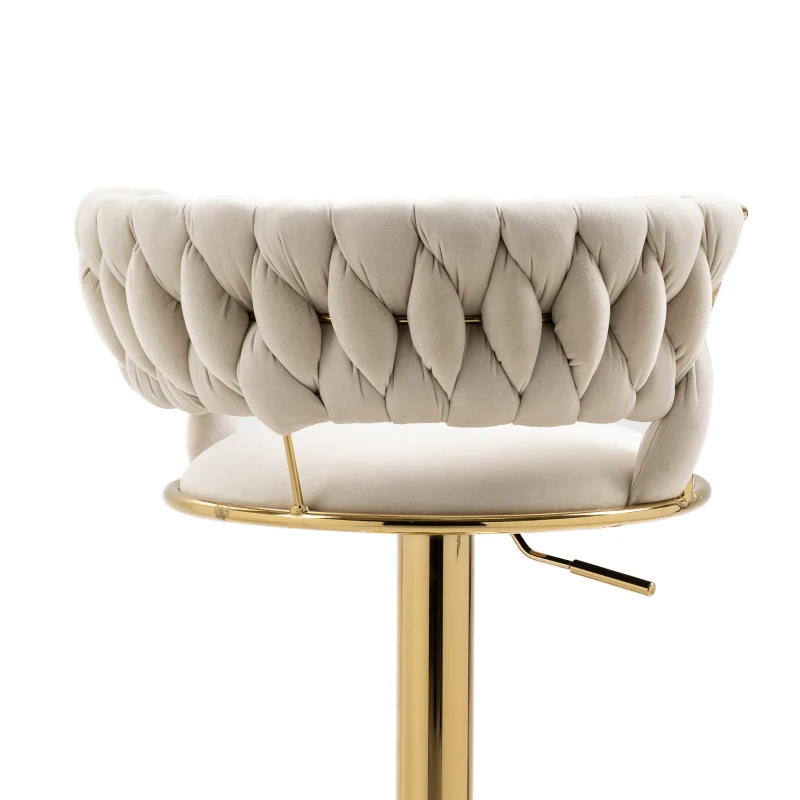 Ensemble de 2 Tabourets de Bar Pivotants à 360° en Velours avec Hauteur Réglable, Blanc