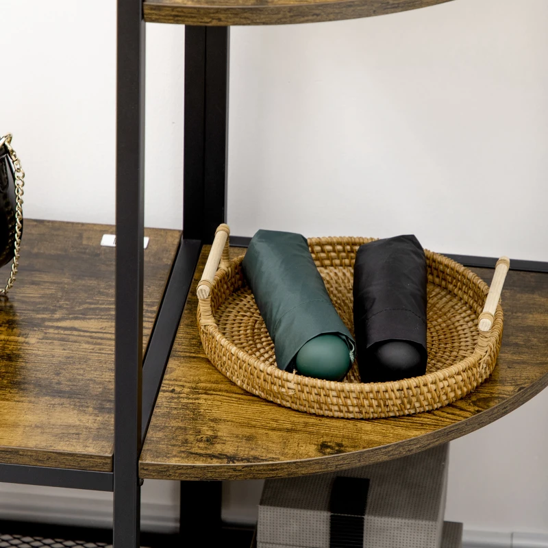 HOMCOM 4-w-1 Garderoba w stylu industrialnym, Ławka na buty, 5 półek, Półka na buty, Haczyki, 104 cm x 40 cm x 183 cm