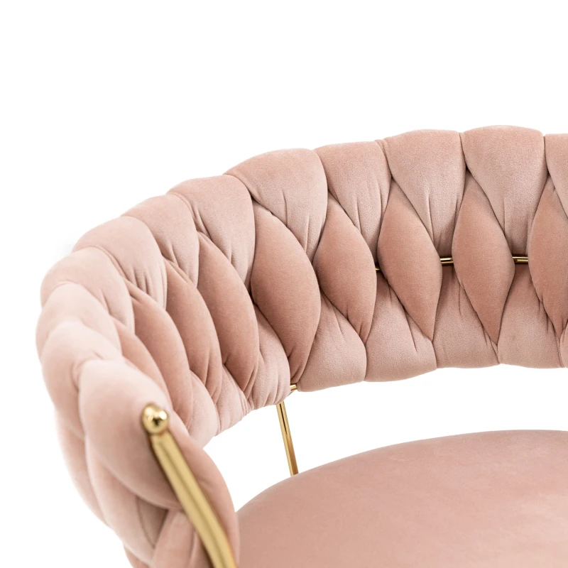 Ensemble de 2 Tabourets de Bar Pivotants à 360° en Velours avec Hauteur Réglable, Rose