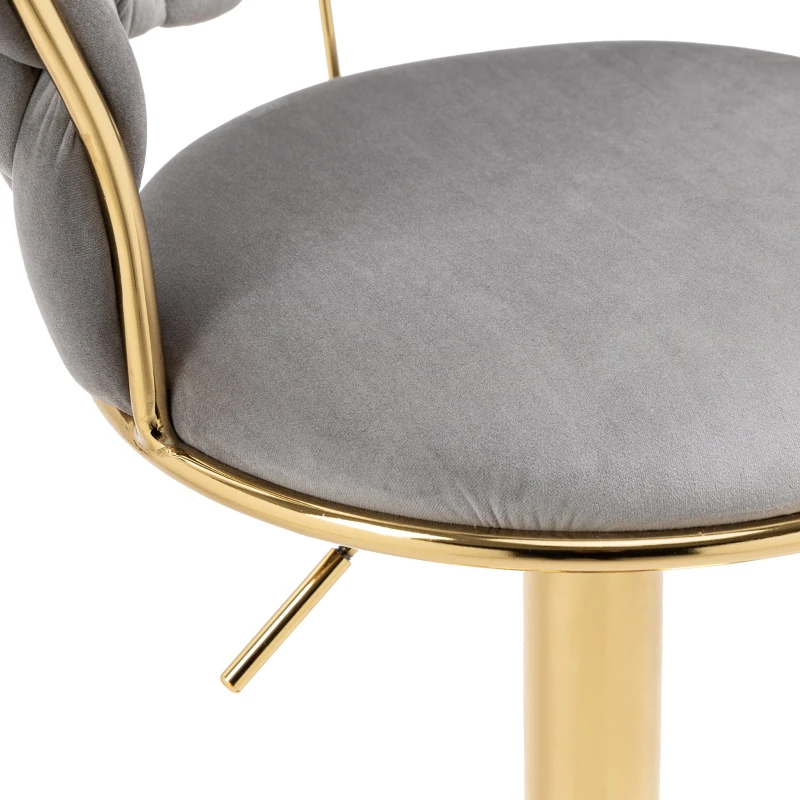 Set di 2 Sgabelli da Bar Girevoli 360° in Velluto con Altezza Regolabile, Design Lussuoso per Cucina e Sala da Pranzo, Grigio