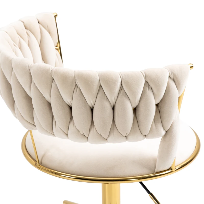 Fauteuil de relaxation design en velours pivotante à 360° avec hauteur réglable, pied doré, Blanc