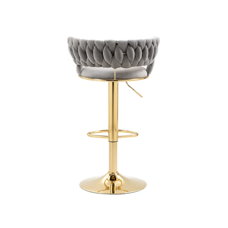 Set di 2 Sgabelli da Bar Girevoli 360° in Velluto con Altezza Regolabile, Design Lussuoso per Cucina e Sala da Pranzo, Grigio