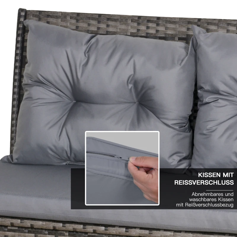 Outsunny 18-cz. Technorattan komplet stolik z krzesłami komplet wypoczynkowy zestaw ogrodowy komplet mebli do siedzenia zestaw