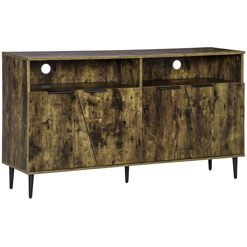 HOMCOM Komoda w Stylu Industrialnym 2 Szafki 2 Regały 147 cm x 40 cm x 83 cm Wiórowa Płyta Brąz