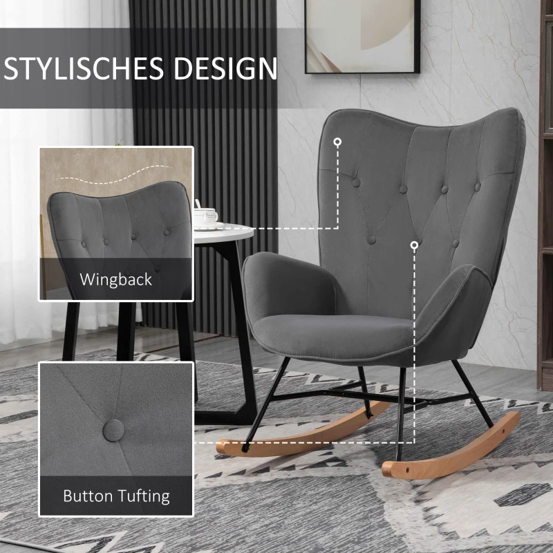 HOMCOM schommelstoel 84 cm x 70 cm x 96 cm