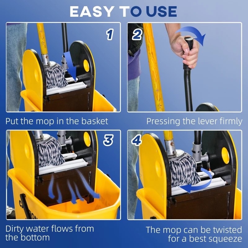 Homcom Galeata Mop cu Carucior si storcator 90×44×36 cm