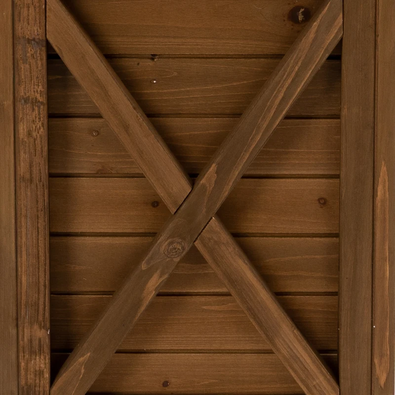 Outsunny Pflanztisch mit Schrank u. Abfallbehälter, wetterbeständig, Gärtnertisch, 102 cm x 43,5 cm x 152 cm, Braun