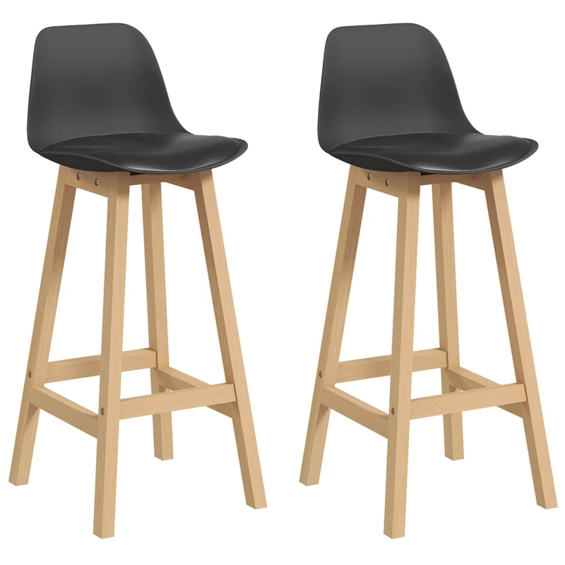 HOMCOM Set de 2 Scaune de Bar, inaltime Bar, Tapitate cu Piele PU