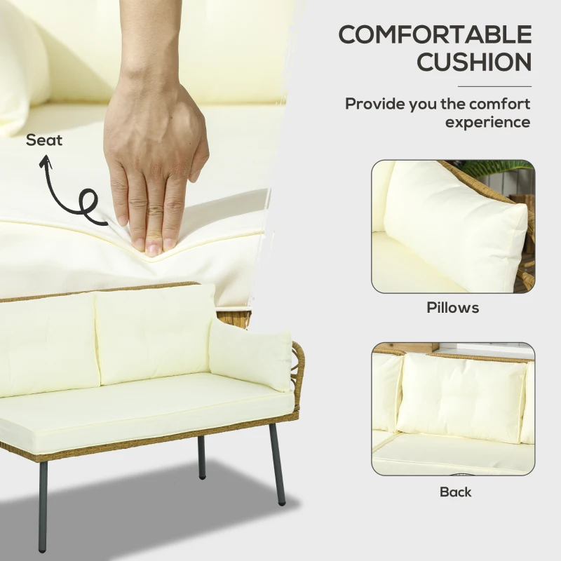 Outsunny Set de Mobilier de Terasa din 3 Piese cu Canapea Sofa(m-5)
