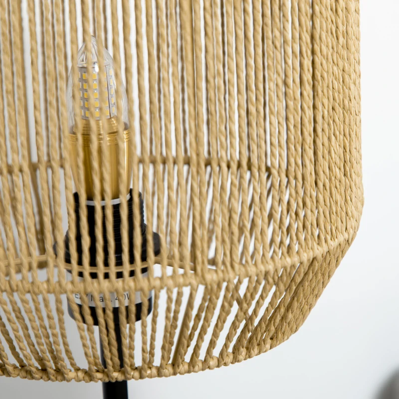 HOMCOM 2-częściowy zestaw lamp. 1 lampa stojąca, 1 lampa stołowa, 38 cm x 38 cm x 158 cm, naturalny + czarny