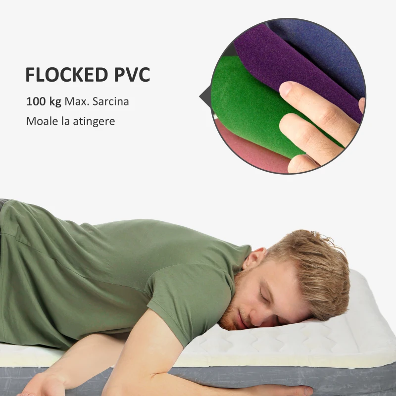 Outsunny Saltea cu aer individual cu pompă încorporată