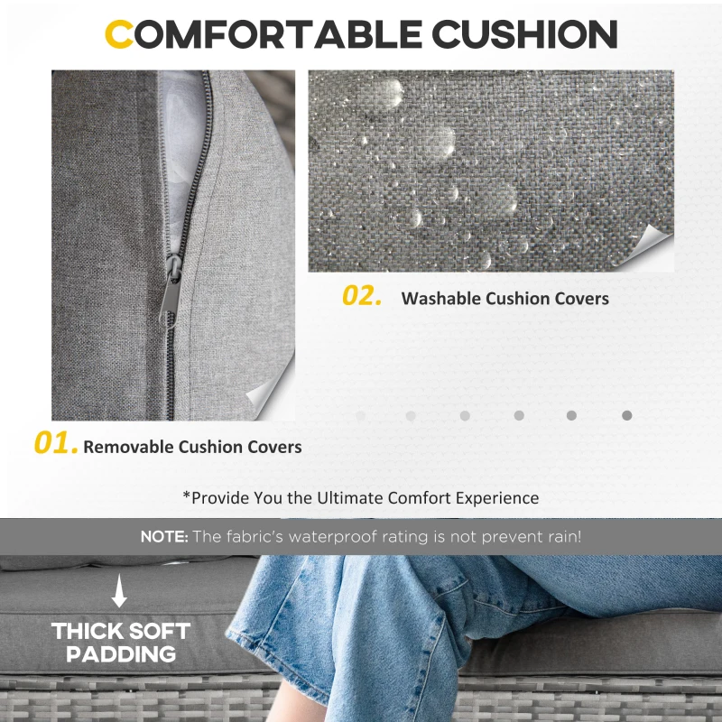 Outsunny 7-częściowy komplet mebli ogrodowych z technorattanu, szary