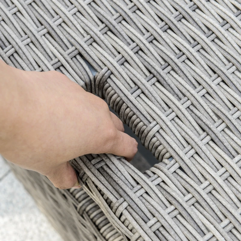 Outsunny Zestaw Ogrodowy z Polirattanu dla 3 Osób, Meble Wypoczynkowe z Stolikiem i Poduszkami, Aluminium, Jasnoszary+Beżowy