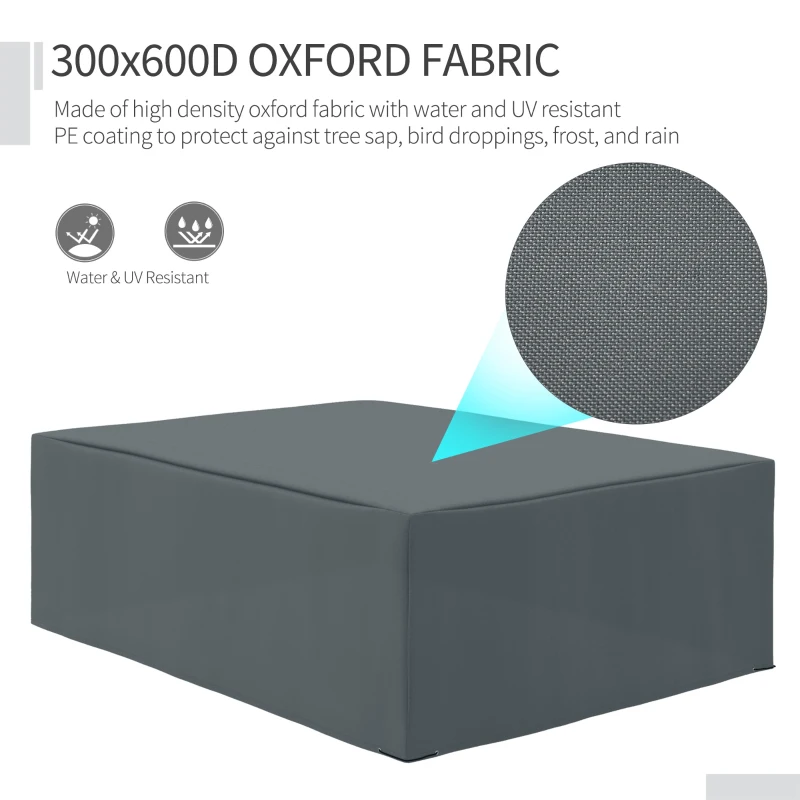 Outsunny 600D Oxford Patio Garden Furniture Dining Table Chair Set Cover - Waterproof and Anti-UV Water Protector, 275L x 205W x 90H cm, Grey