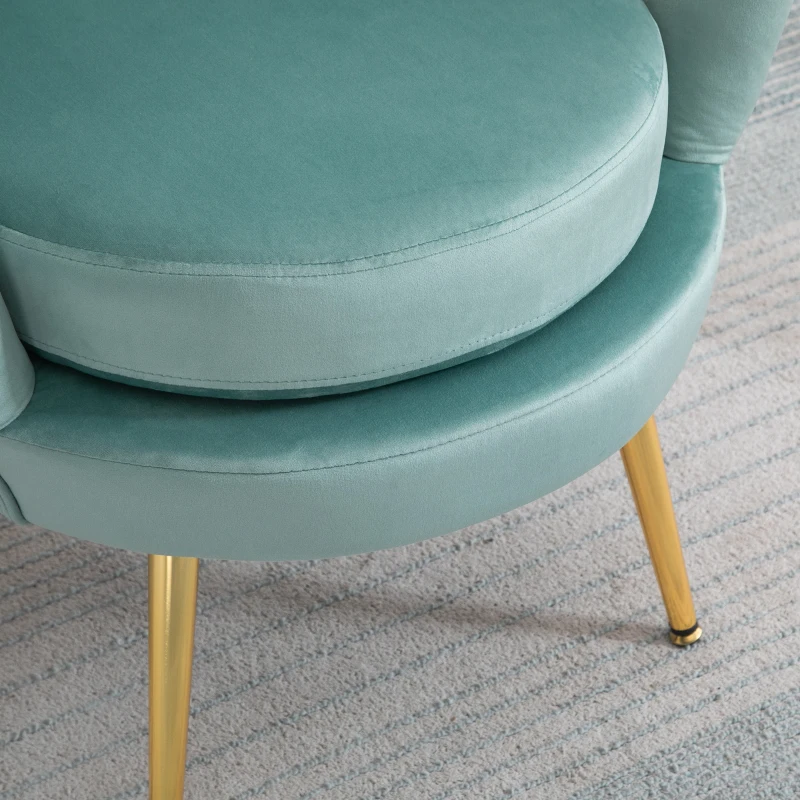 HOMCOM Poltroncina Vintage di Design in Velluto Blu, Poltroncina da Camera con Schienale Alto 76x67x74cm, Verde