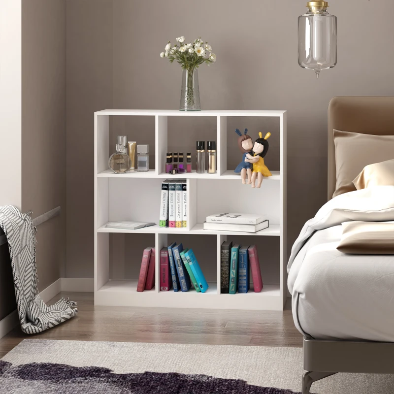 HOMCOM Bibliotecă Raft cu 8 Compartimente, Bibliotecă Modernă pentru Camera de Zi, Dormitor, Birou, 97.5x30x100 cm, Alb(m-7)