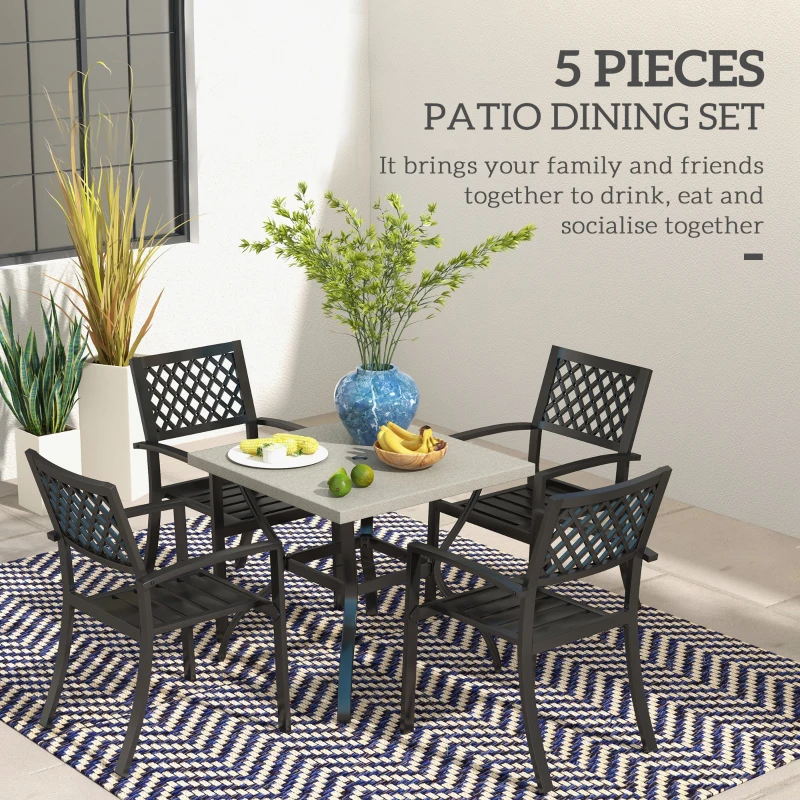 Outsunny Set de Masa si Scaune de Gradina, 5 Piese