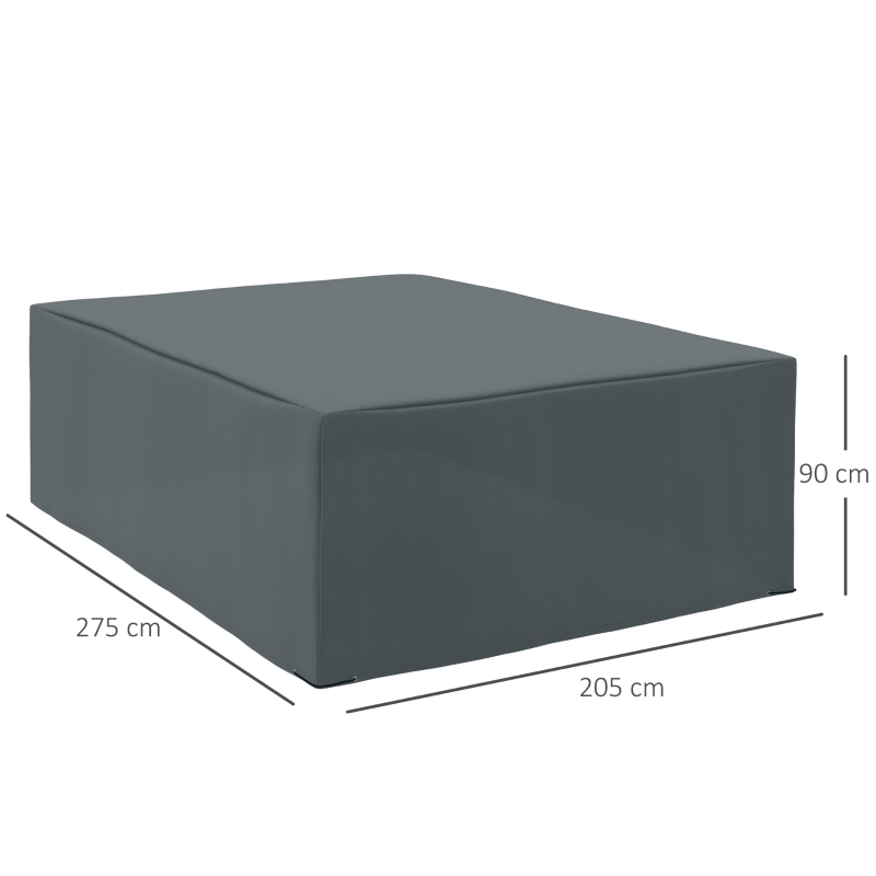 Outsunny 600D Oxford Patio Garden Furniture Dining Table Chair Set Cover - Waterproof and Anti-UV Water Protector, 275L x 205W x 90H cm, Grey