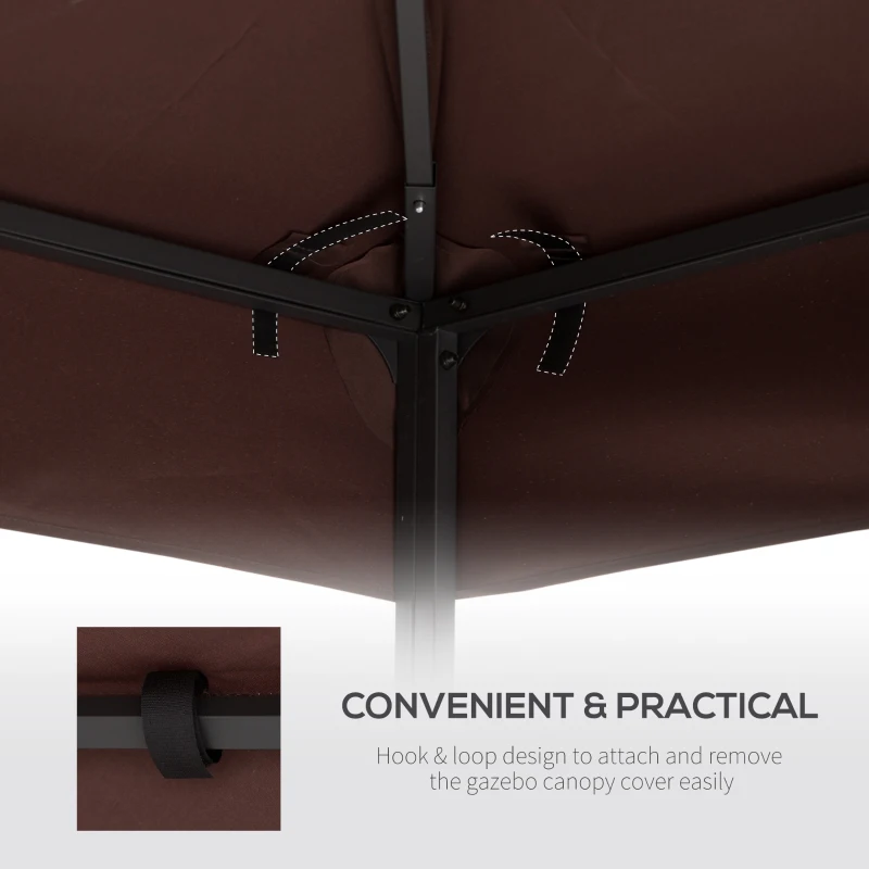 Outsunny 3x3 m Double-Tier Canopy Top Replacement-Coffee(m-6)
