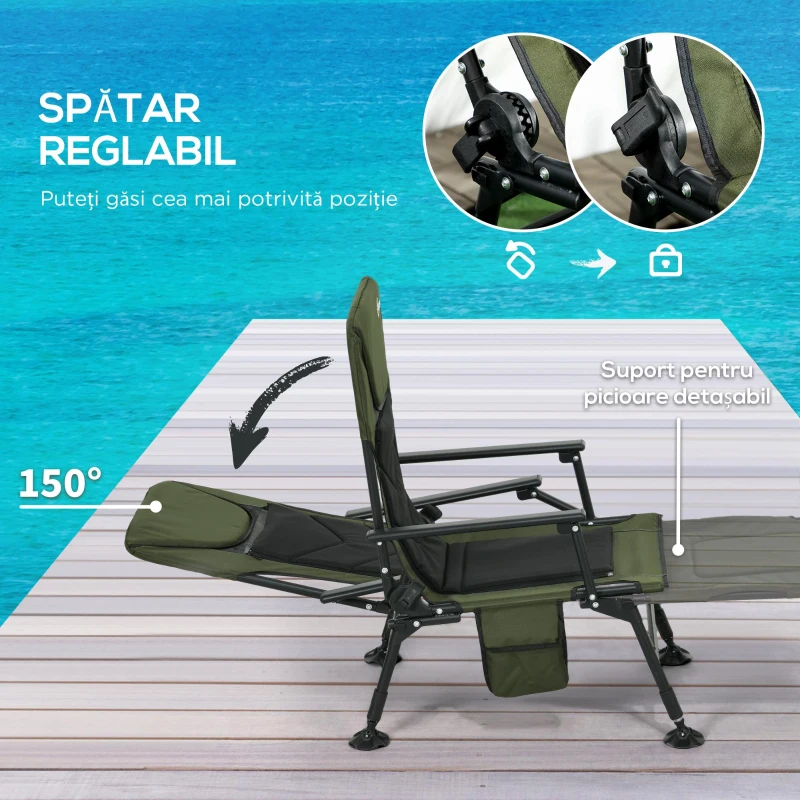 Outsunny Scaun de Pescuit Rabatabil – Ideal pentru Camping sau Excursii