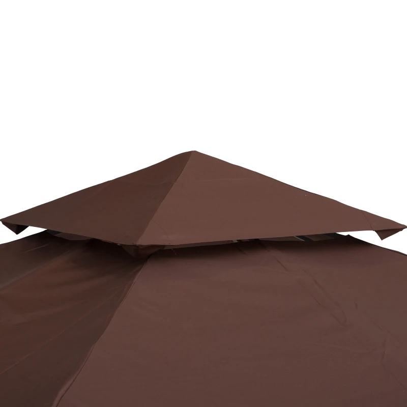 Outsunny 3x3 m Double-Tier Canopy Top Replacement-Coffee(m-7)