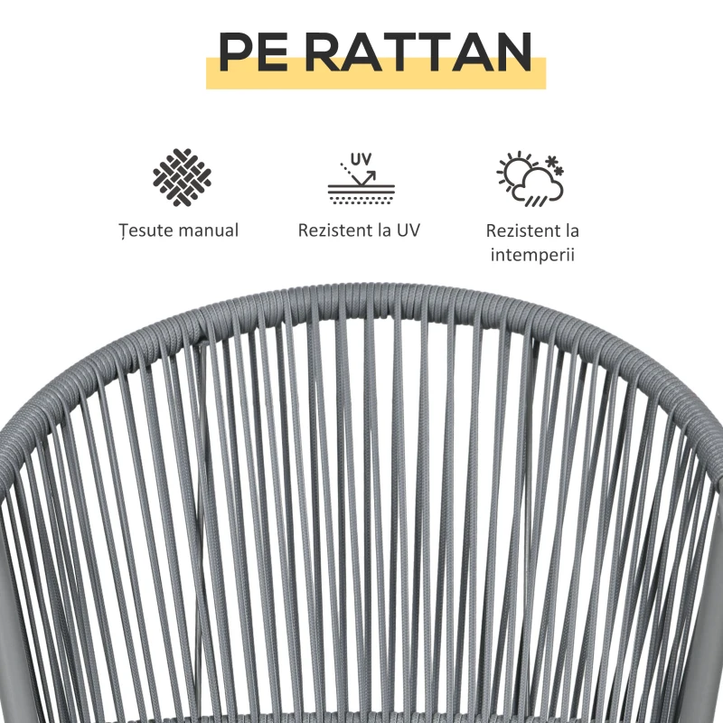 Outsunny Set Bistro din Ratan pentru Exterior, 3 Piese