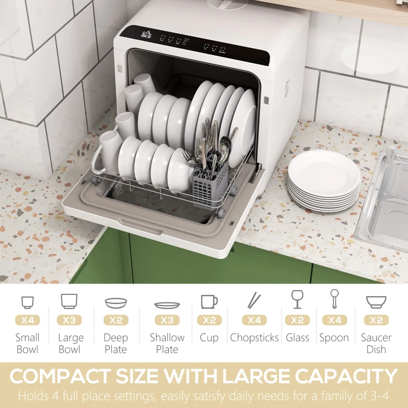 HOMCOM Multi-Program 6L Tabletop Dishwasher(m-4)