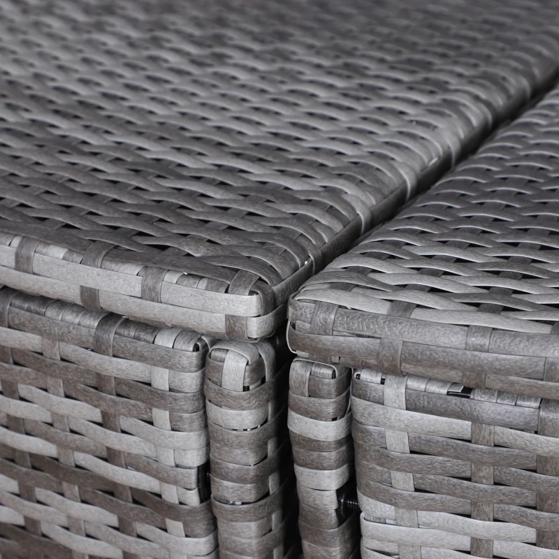 Outsunny PE Rattan Lounge Set - 5 Piece Patio Conversation Furniture Set, Garden Round Sofa Bed with Cushion and Retractable Canopy, Grey/Blue Grey