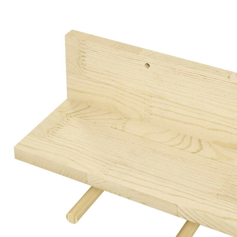 HOMCOM Raft Suspendat din Lemn de Brad, Raft de Perete cu 7 Carlige, Ton Natural