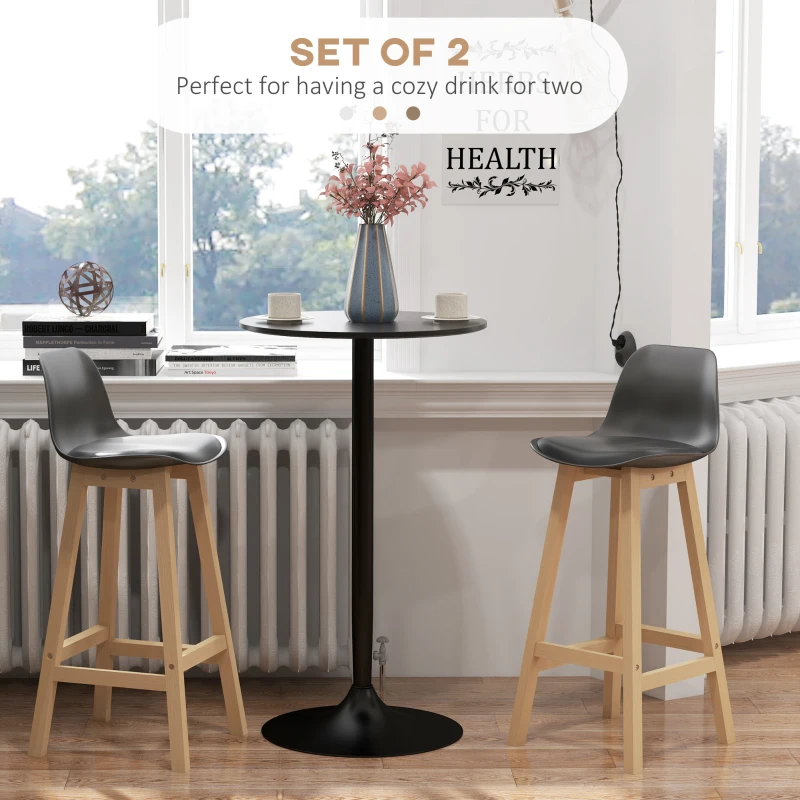 HOMCOM Set de 2 Scaune de Bar, inaltime Bar, Tapitate cu Piele PU