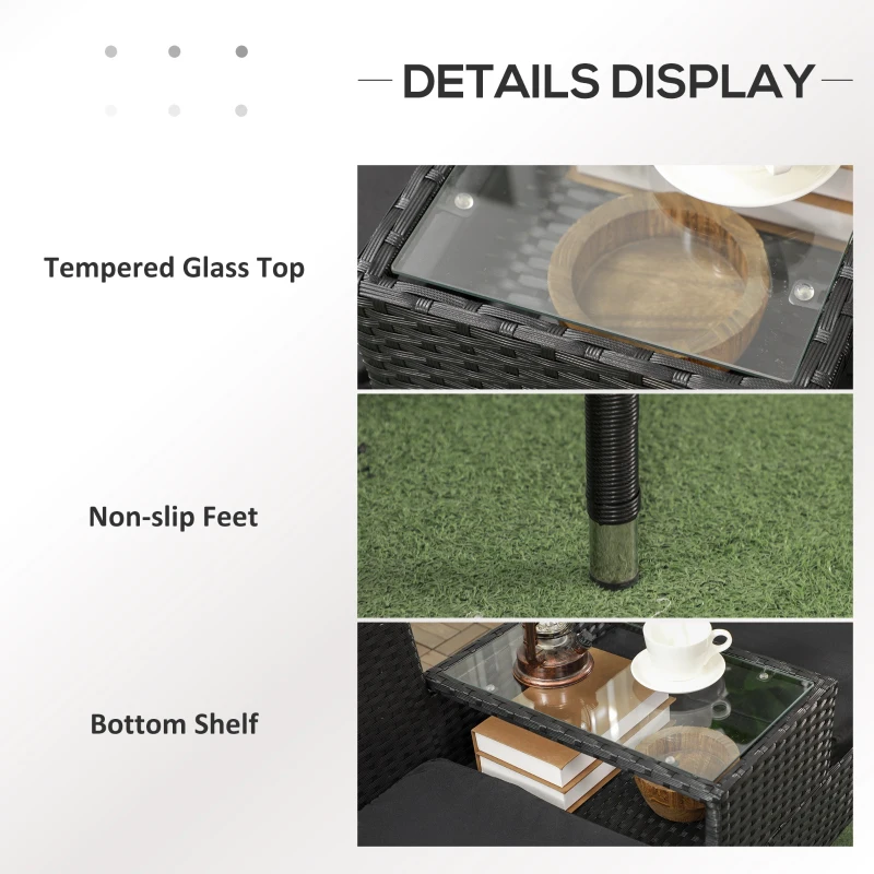 Outsunny Mobilier de Terasa pentru 2 Persoane cu Masa de Ceai