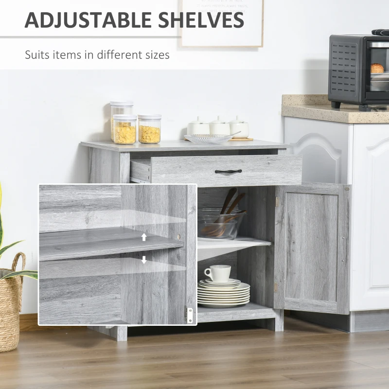 Homcom Bufet Bucatarie – Stil Country, Spatiu Depozitare Rustic