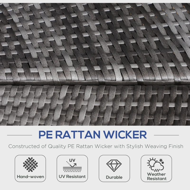 Outsunny PE Rattan Lounge Set - 5 Piece Patio Conversation Furniture Set, Garden Round Sofa Bed with Cushion and Retractable Canopy, Grey/Blue Grey