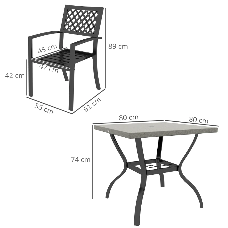 Outsunny Set de Masa si Scaune de Gradina, 5 Piese