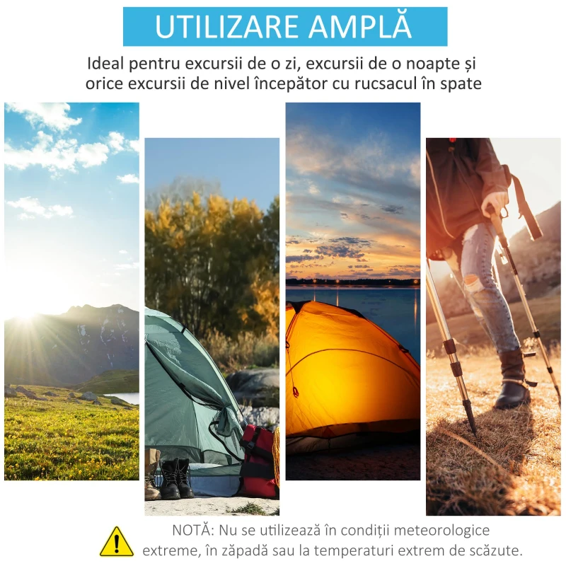 Outsunny Cort Camping 2 Persoane, Cort Automat Pop-up Iglu, 220x108x110 cm, Albastru