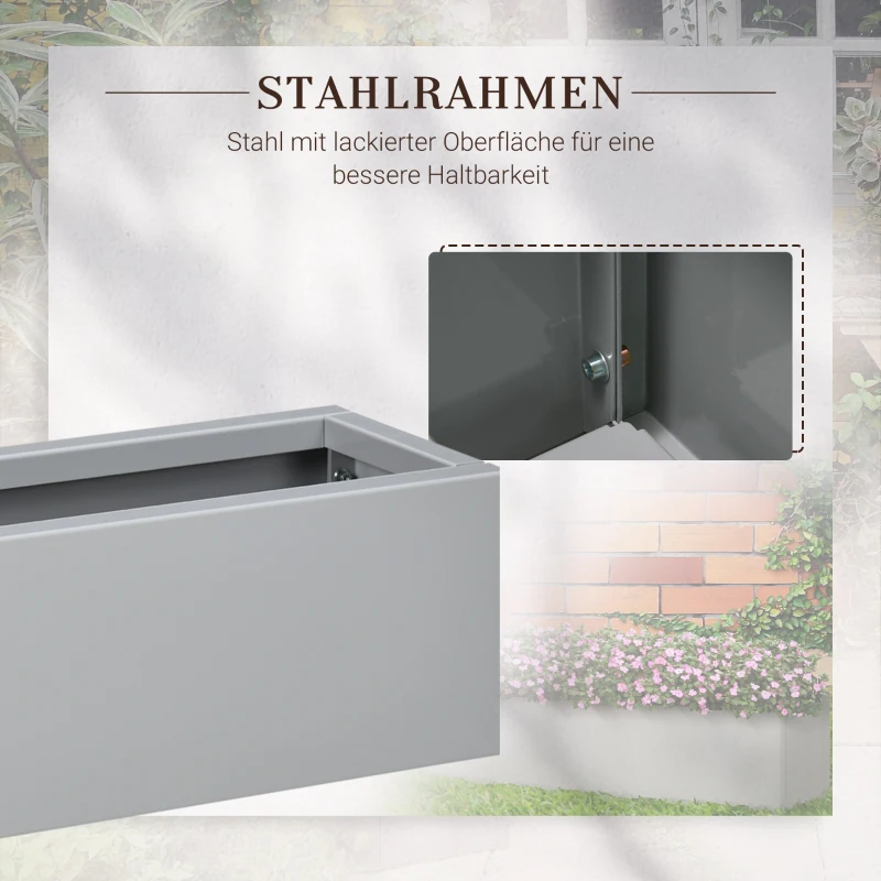 Outsunny stalen plantenbak met afvoergat voor balkon