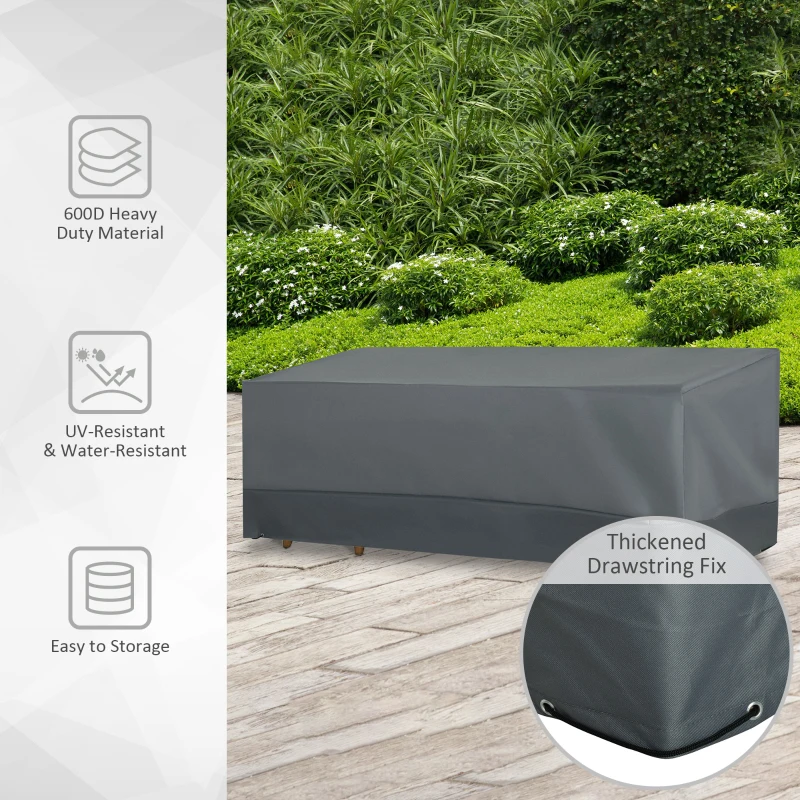 Outsunny Rectangular Patio Furniture Cover for 3 Seater Sofa Bistro Set - Water and UV Resistant Protection, 600D Oxford Fabric Rattan Lounge Clean Cover, 190 x 72 x 76cm