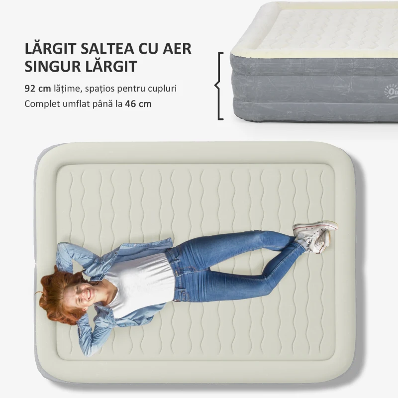 Outsunny Saltea cu aer individual cu pompă încorporată