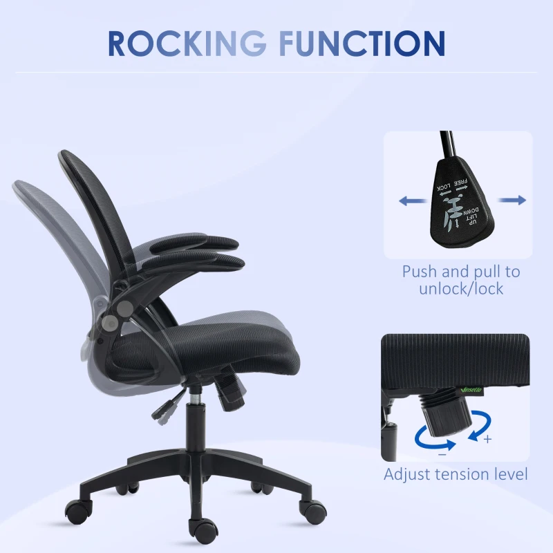 Vinsetto Scaun Birou Ergonomic – Spatar Plasa & sezut Tapitat