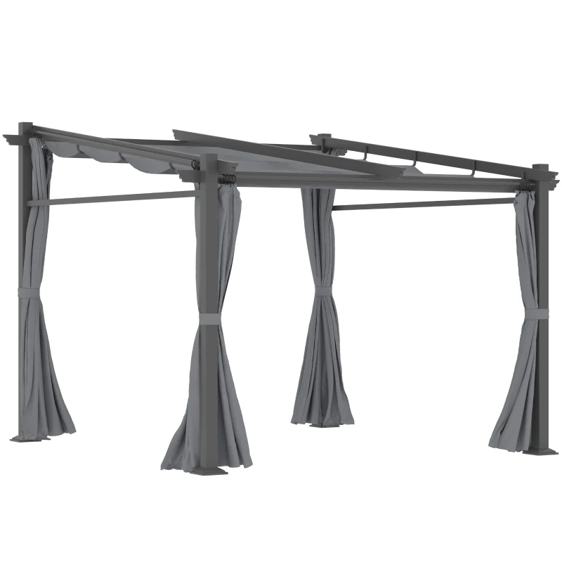 Outsunny Pergola, w zestawie materiały montażowe, rozsuwany dach, 2,97 m x 2,95 m x 2,3 m, Ciemnoszary