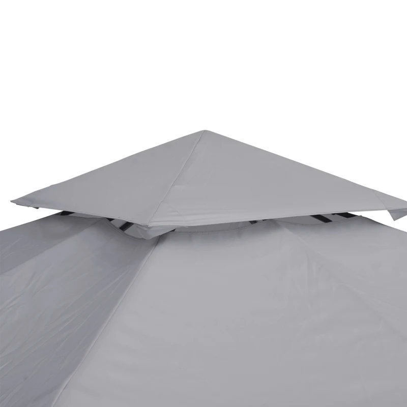 Outsunny 3(m) Gazebo Top Cover Double Tier Canopy Replacement Pavilion Roof Light Grey