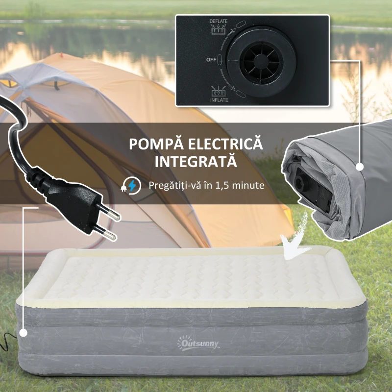 Outsunny Saltea cu aer individual cu pompă încorporată