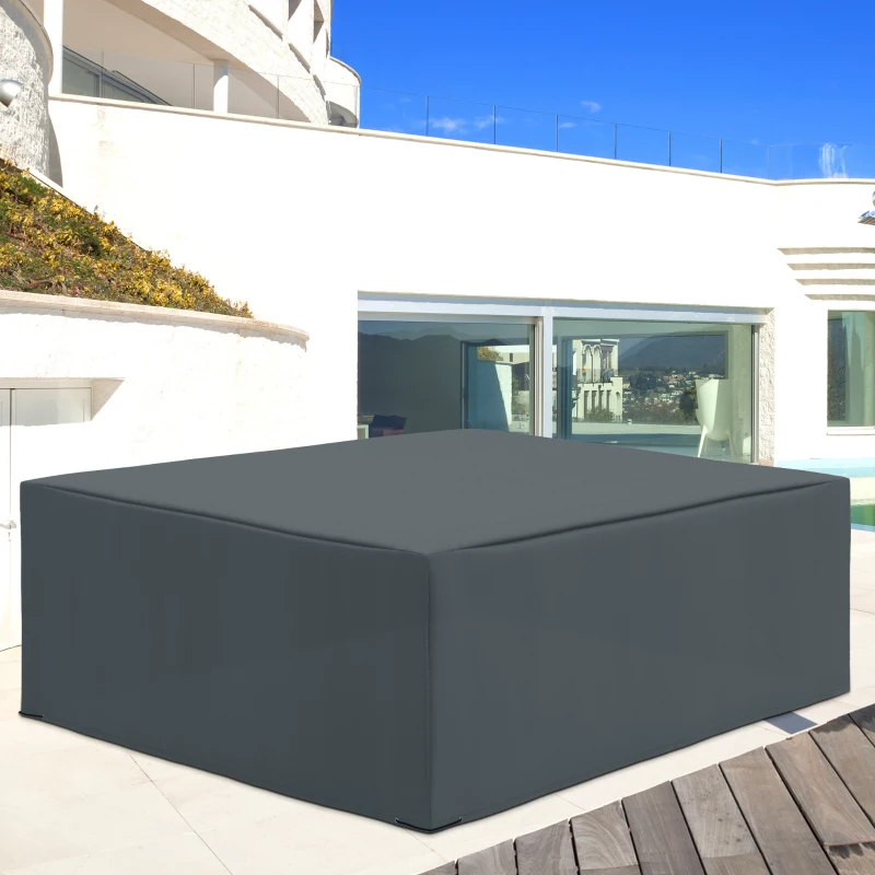 Outsunny 600D Oxford Patio Garden Furniture Dining Table Chair Set Cover - Waterproof and Anti-UV Water Protector, 275L x 205W x 90H cm, Grey